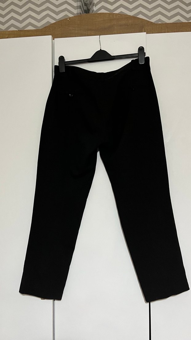 Siyah kumaş kapri Pantolon - Görsel 3
