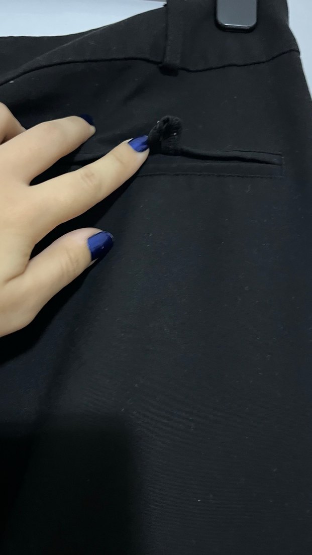 Siyah kumaş kapri Pantolon - Görsel 5