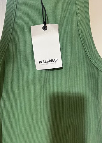 xs Beden Yeşil Sade Mini Kolsuz Elbise pullandbear yeşil