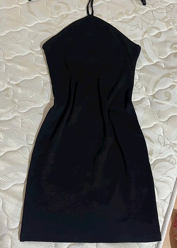 Siyah Drapeli Mini Kadın pullandbear Elbise