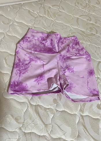 m Beden Kadın batik Yüksek Bel Mini büzgülü spor Şort