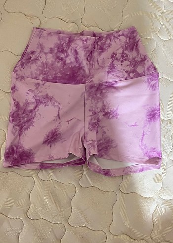 Kadın batik Yüksek Bel Mini büzgülü spor Şort