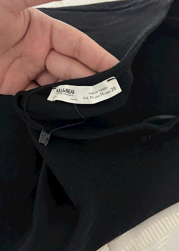 xs Beden siyah Renk Siyah Drapeli Midi Kadın pullandbear Elbise