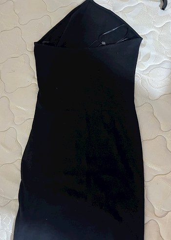 Siyah Drapeli Midi Kadın pullandbear Elbise - Görsel 3