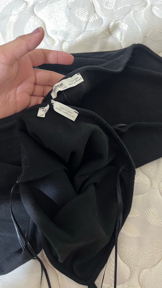 Siyah Drapeli Midi Kadın pullandbear Elbise - Görsel 5