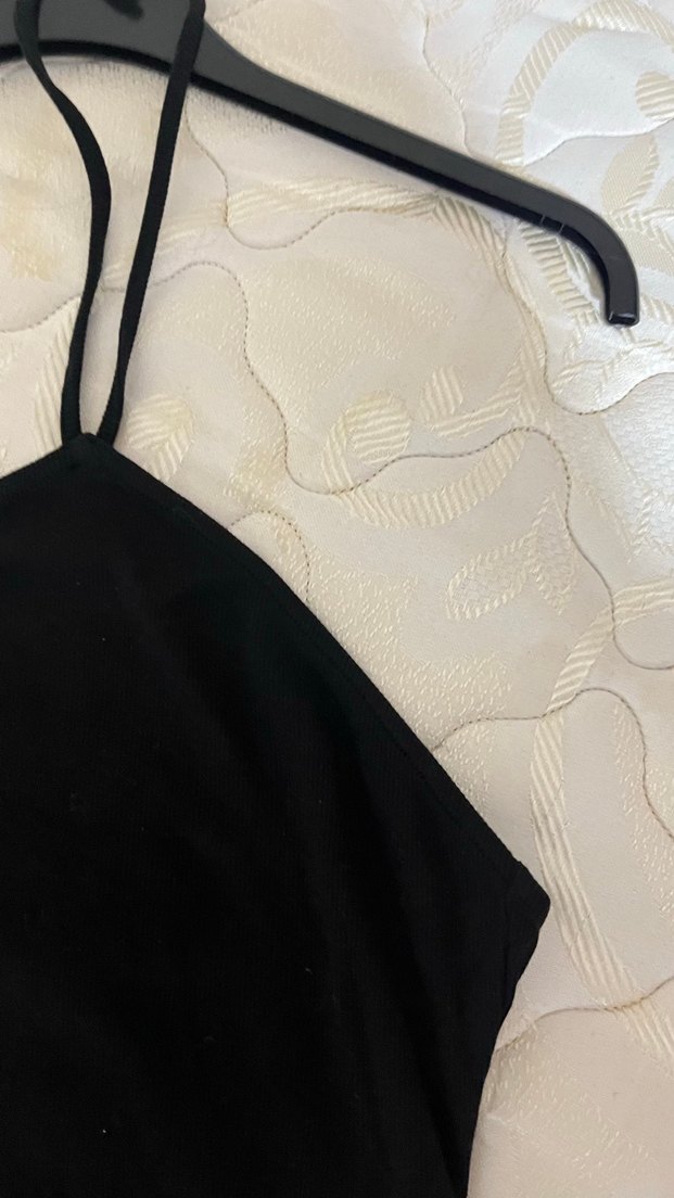 Siyah Drapeli Midi Kadın pullandbear Elbise - Görsel 2