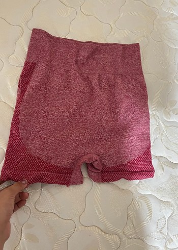 m Beden Bordo pembe Örgü Kısa büzgülü Spor Taytı