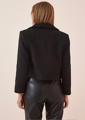 Diğer SİYAH TÜVİT CROP BLAZER CEKET