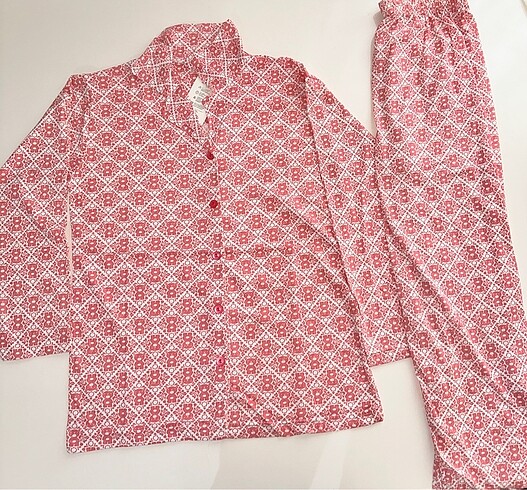 m Beden Pijama Takımı, Gömlek Pantalon Set Pamuk