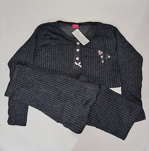 xxl Beden siyah Renk Kışlık Pijama Takımı Pamuklu Set