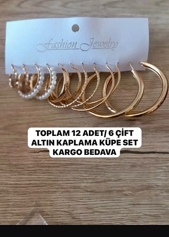 Altın Mini Halka Kadın Küpe Seti 12 Parça