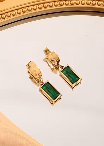 Beden altın Renk 18 K Altın Kaplama Kadın Kolye ve Küpe Set Mükemmellik