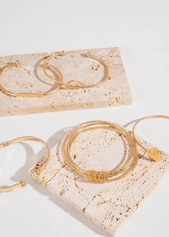 Diğer 5 Parça Altın Renkli Minimalist Bohem Kadın Bileklik Seti