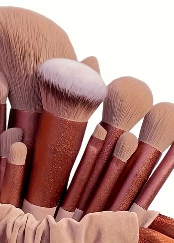 13 Parça Kahverengi Profesyonel Makyaj Fırçası Seti - Görsel 2