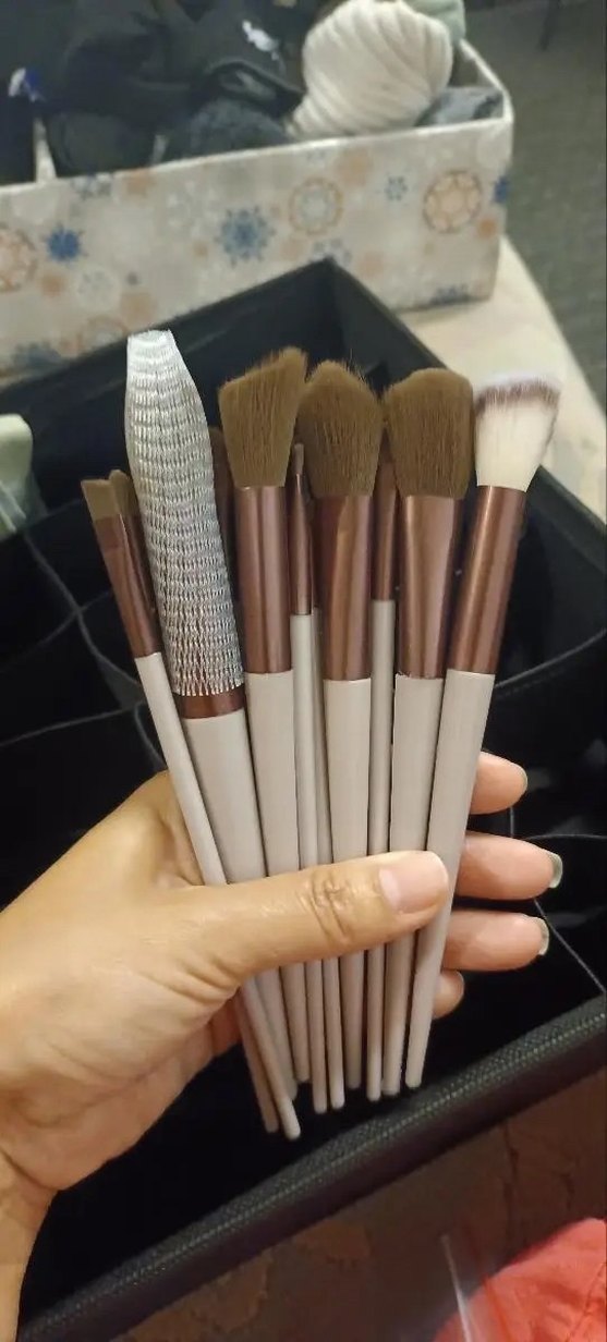 13 Parça Kahverengi Profesyonel Makyaj Fırçası Seti - Görsel 3