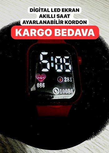 Diğer Kırmızı Dijital LED Ekranlı Akıllı Saat Watch