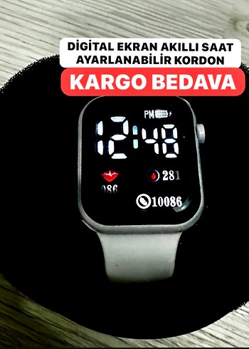 Beyaz Dijital Ekranlı Akıllı Saat Watch