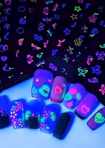 600 Adet Premium 3D Neon Tırnak Çıkartması Tırnak Sticker - Görsel 7