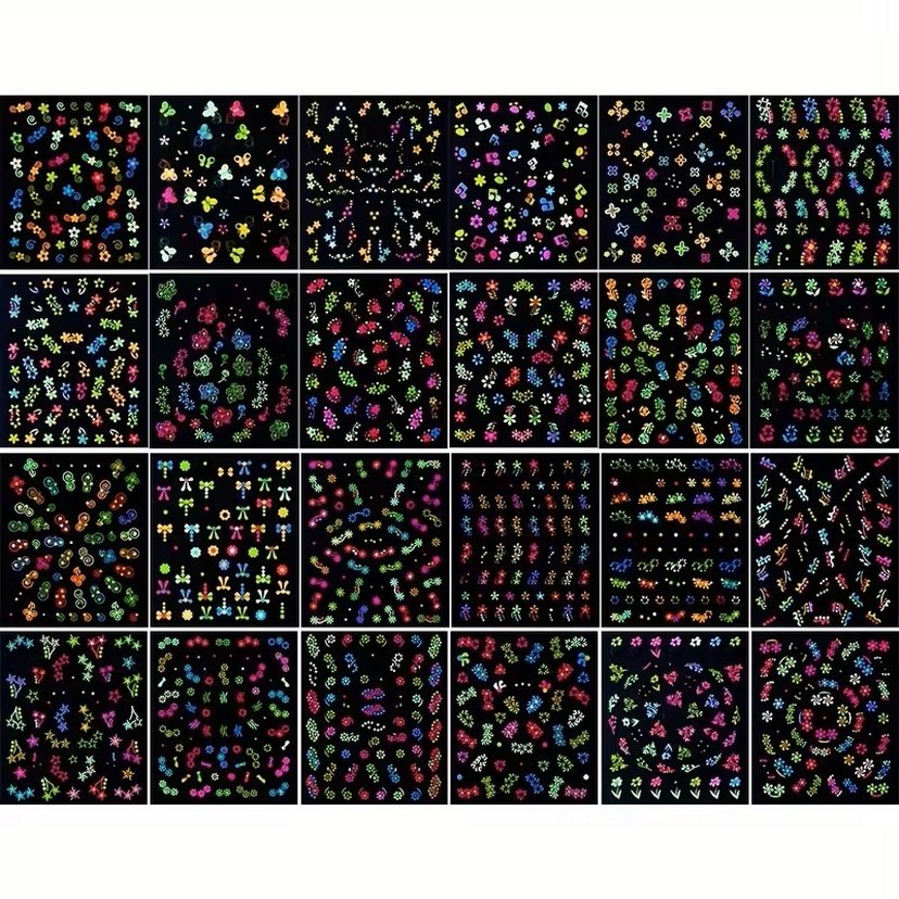 600 Adet Premium 3D Neon Tırnak Çıkartması Tırnak Sticker - Görsel 4