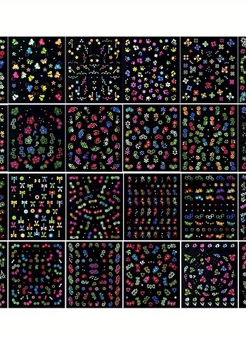 300 Adet 3D Neon Premium  Tırnak Süslemeleri Tırnak Çıkartmaları - Görsel 4