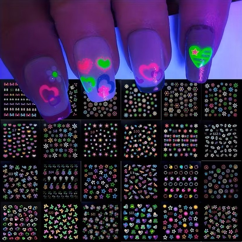 300 Adet 3D Neon Premium  Tırnak Süslemeleri Tırnak Çıkartmaları - Görsel 5