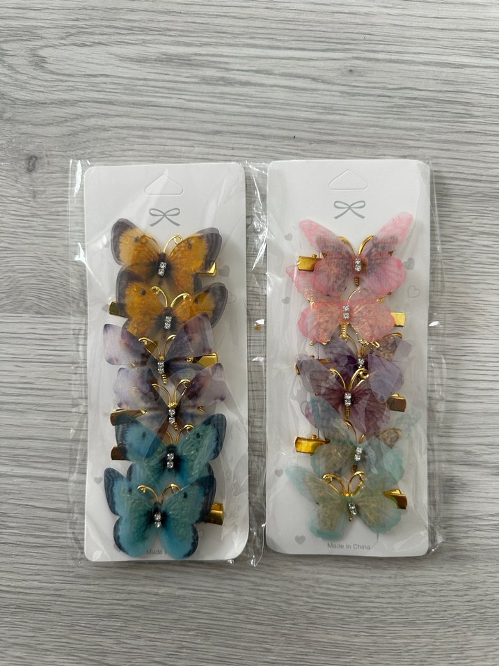 12 ADET Çiçekli Boncuklu Bohem Kelebek Kadın ve Çocuk Toka Seti - Görsel 2