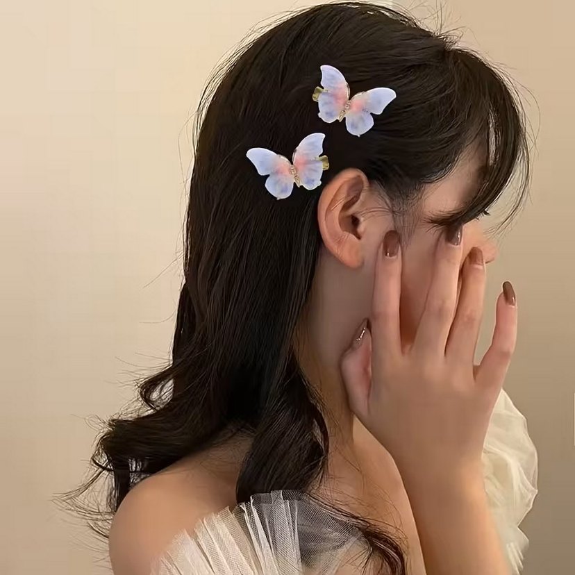 12 ADET Çiçekli Boncuklu Bohem Kelebek Kadın ve Çocuk Toka Seti - Görsel 4