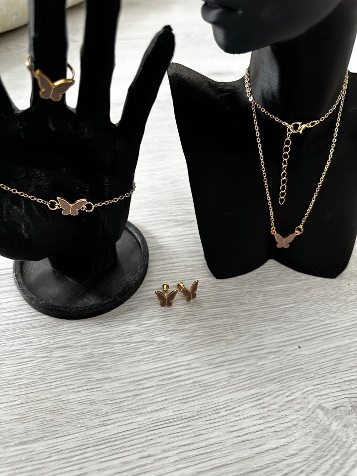 5 Lİ SET  Altın Renk Minimalist Takım KADIN TAKI SETİ - Görsel 2