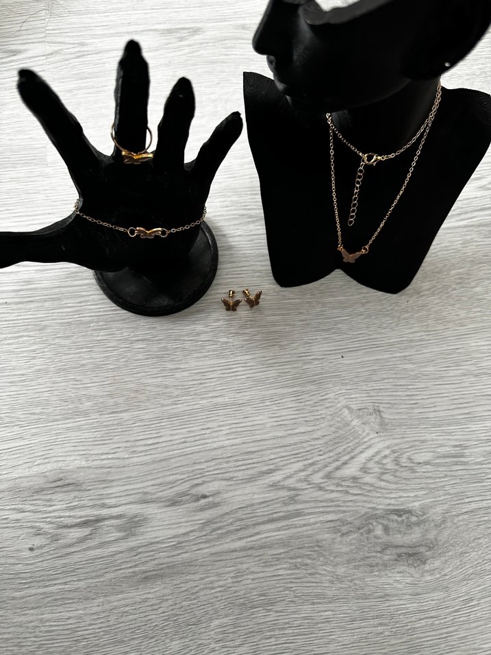 5 Lİ SET  Altın Renk Minimalist Takım KADIN TAKI SETİ - Görsel 3