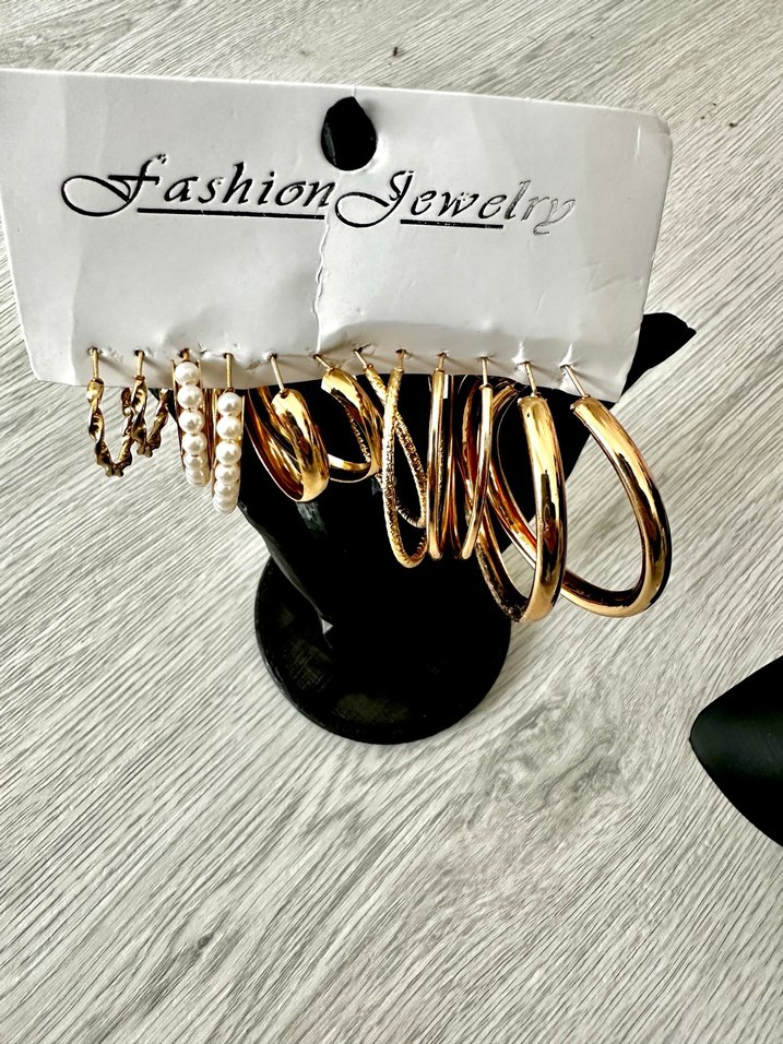 12 ADET Altın Kadın Küpe Seti Kadın Takı Set - Görsel 5