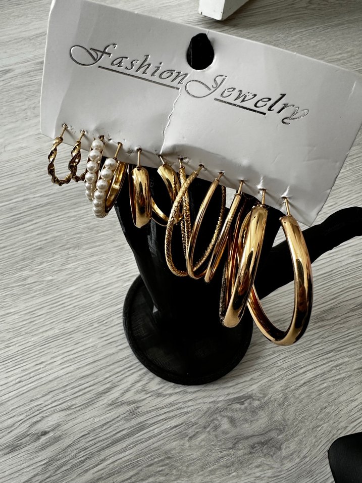 12 ADET Altın Kadın Küpe Seti Kadın Takı Set - Görsel 3