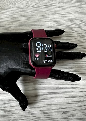 Akıllı Saat Bordo Kordon Digital Analog Ekran Watch Unisex Model - Görsel 4