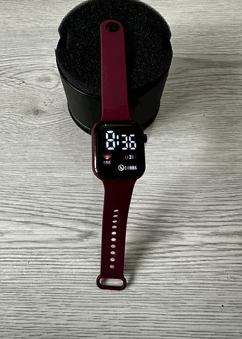 Akıllı Saat Bordo Kordon Digital Analog Ekran Watch Unisex Model - Görsel 2
