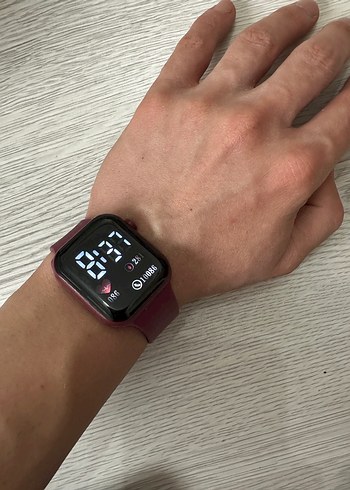 Akıllı Saat Bordo Kordon Digital Analog Ekran Watch Unisex Model - Görsel 7