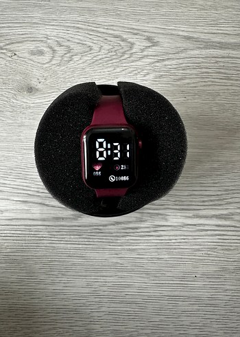 Akıllı Saat Bordo Kordon Digital Analog Ekran Watch Unisex Model - Görsel 3