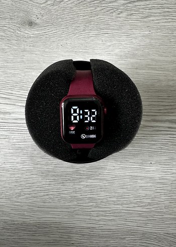 Akıllı Saat Bordo Kordon Digital Analog Ekran Watch Unisex Model - Görsel 8