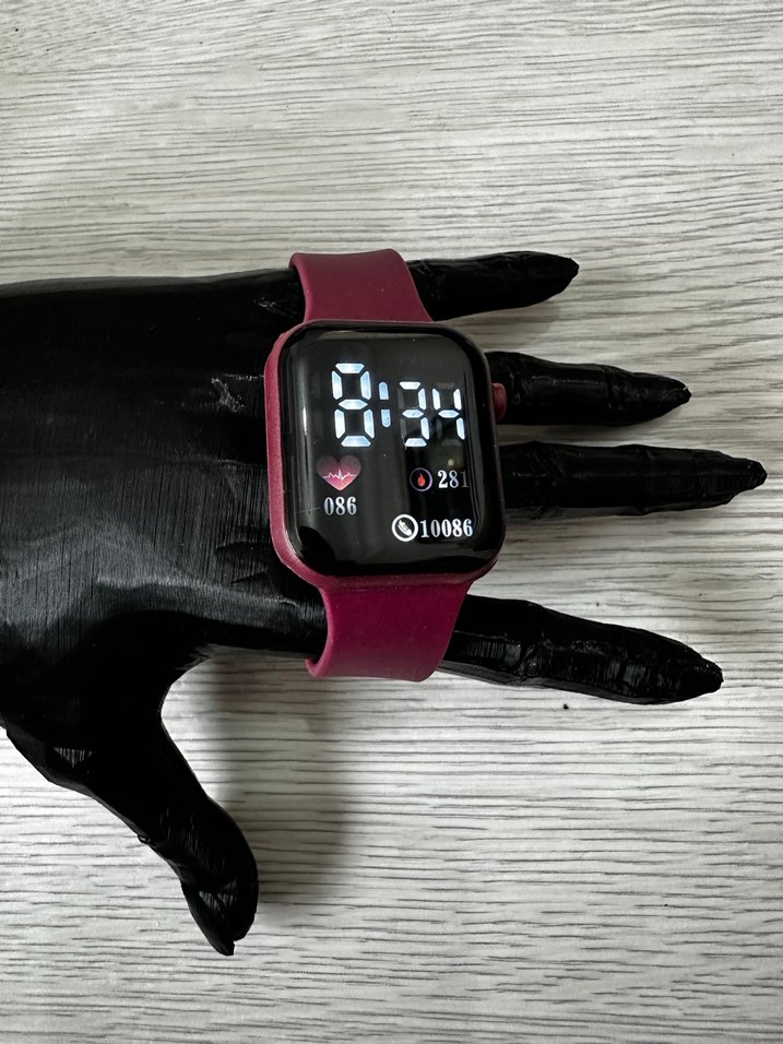 Akıllı Saat Bordo Kordon Digital Analog Ekran Watch Unisex Model - Görsel 4