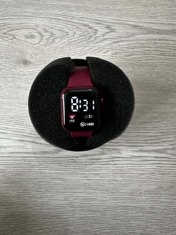 Akıllı Saat Bordo Kordon Digital Analog Ekran Watch Unisex Model - Görsel 3