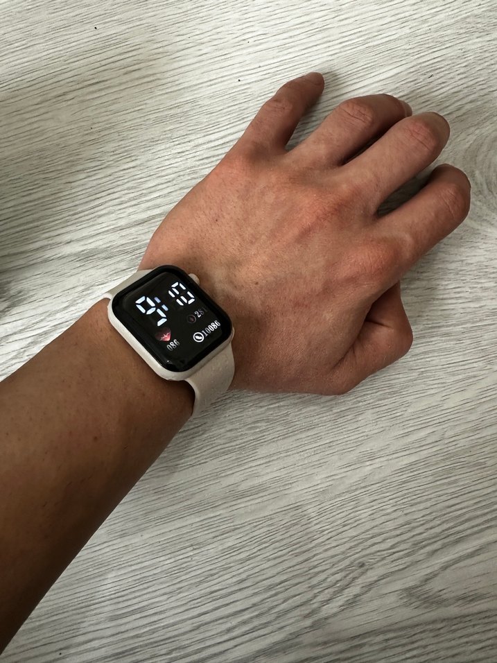 Akıllı Saat Krem Kordon Digital Analog Ekran Watch Unisex Model - Görsel 3