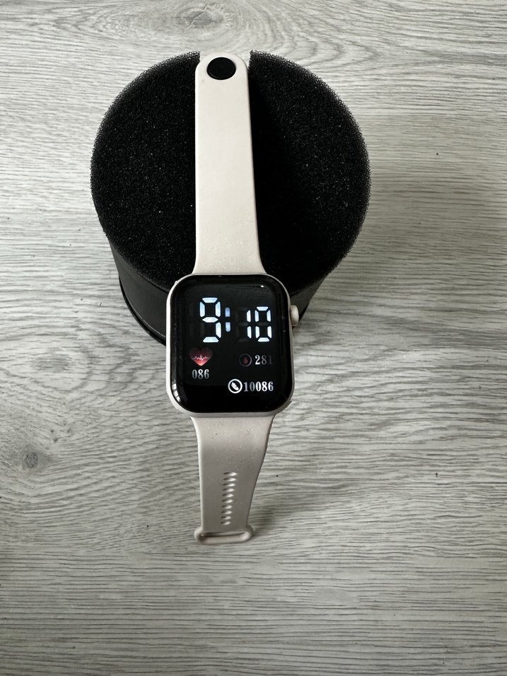 Akıllı Saat Krem Kordon Digital Analog Ekran Watch Unisex Model - Görsel 4