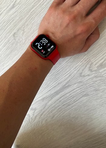 Akıllı Saat Kırmızı Kordon Digital Analog Ekran Watch Unisex - Görsel 4