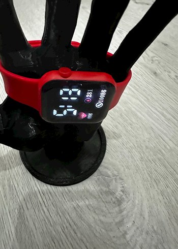 Akıllı Saat Kırmızı Kordon Digital Analog Ekran Watch Unisex - Görsel 7