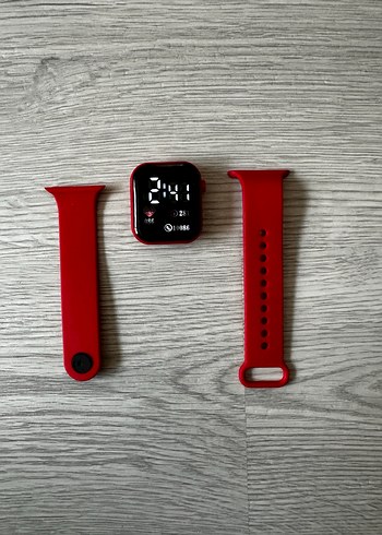 Akıllı Saat Kırmızı Kordon Digital Analog Ekran Watch Unisex - Görsel 2