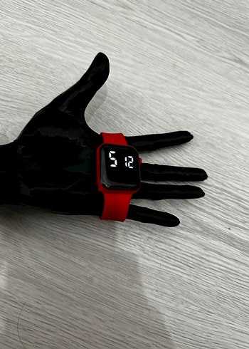 Akıllı Saat Kırmızı Kordon Digital Analog Ekran Watch Unisex - Görsel 5