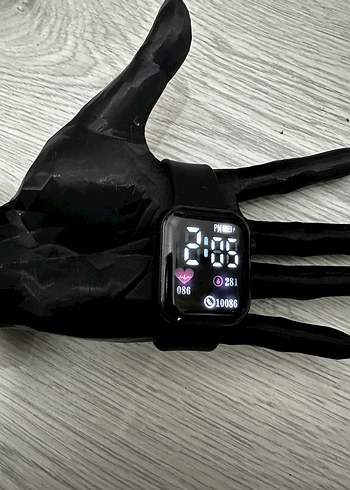 Siyah Kordon Akıllı Saat Digital Analog Ekran Watch Unisex Model - Görsel 7