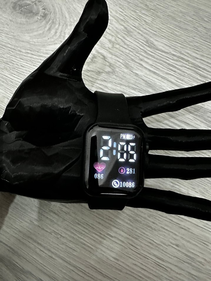 Siyah Kordon Akıllı Saat Digital Analog Ekran Watch Unisex Model - Görsel 4