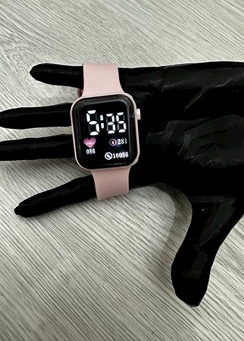 Pembe Kordon Akıllı Saat Digital Analog Ekran Watch - Görsel 5