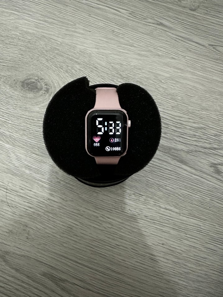 Pembe Kordon Akıllı Saat Digital Analog Ekran Watch - Görsel 4