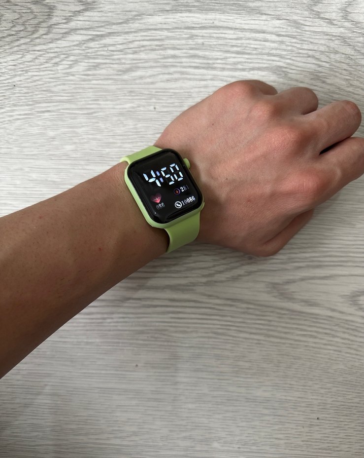 Akıllı Saat Yeşil Kordon Digital Analog Ekran Watch Unisex Model - Görsel 2