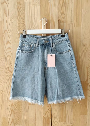 36 Beden mavi Renk Mavi Midi Denim Şort